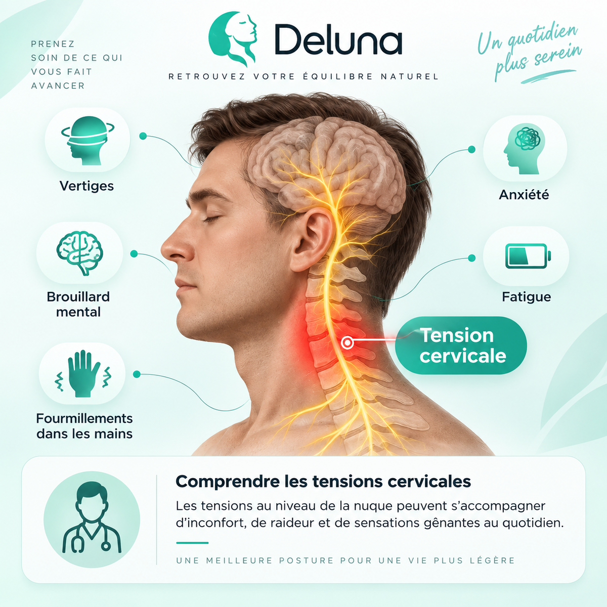 Deluna™— Masseur Cervical Chauffant pour un Cou Plus Léger