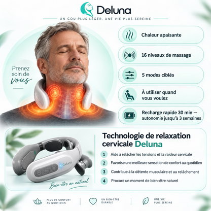 Deluna™— Masseur Cervical Chauffant pour un Cou Plus Léger